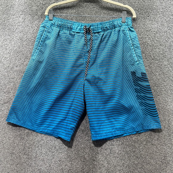 Nike Volley Swim Trunks Men‎ Large Blue Drawstring Shorts Pockets Spellout Logo - Picture 1 of 9
